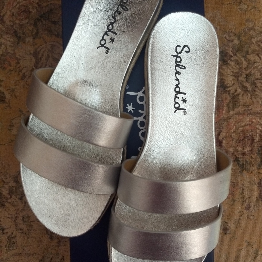 NIB Splendid Silver Brittani Slide Sandals